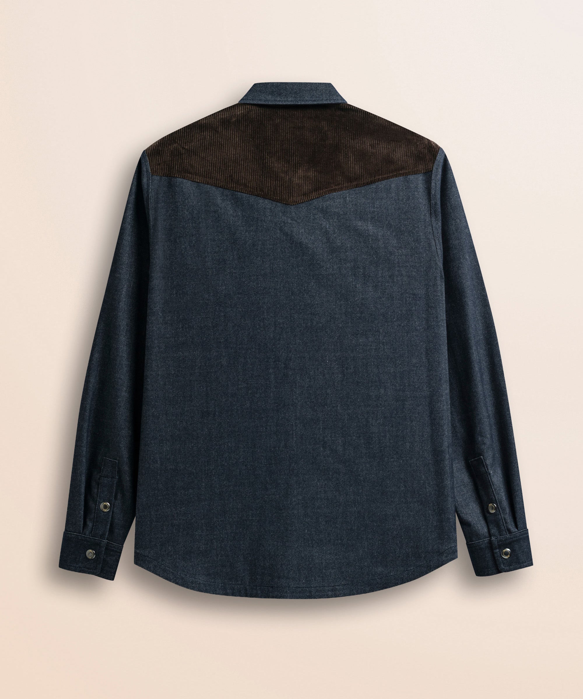 Camicia Western in Flanella Effetto Denim Scuro retro - Blue Denim