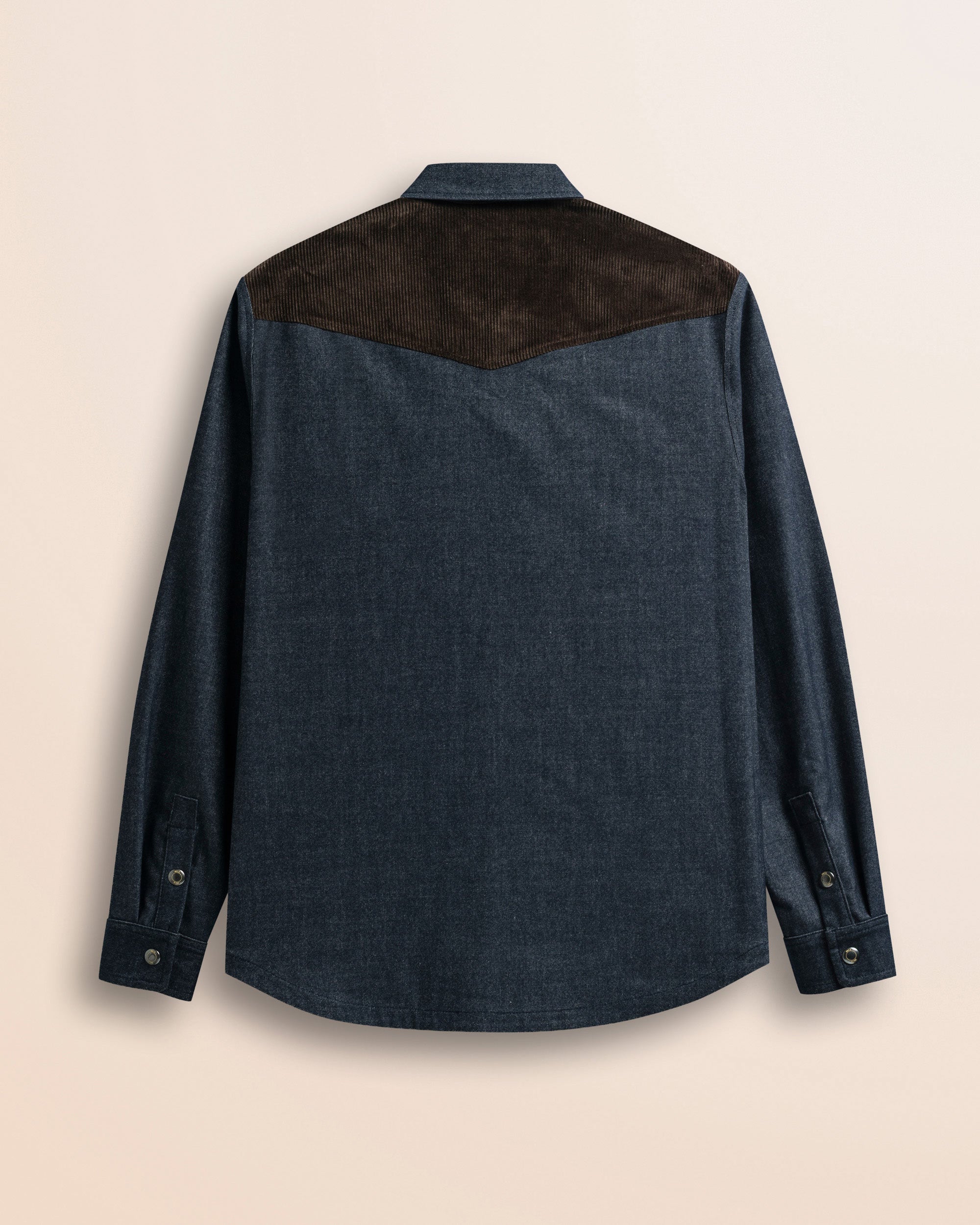 Camicia Western in Flanella Effetto Denim Scuro retro - Blue Denim
