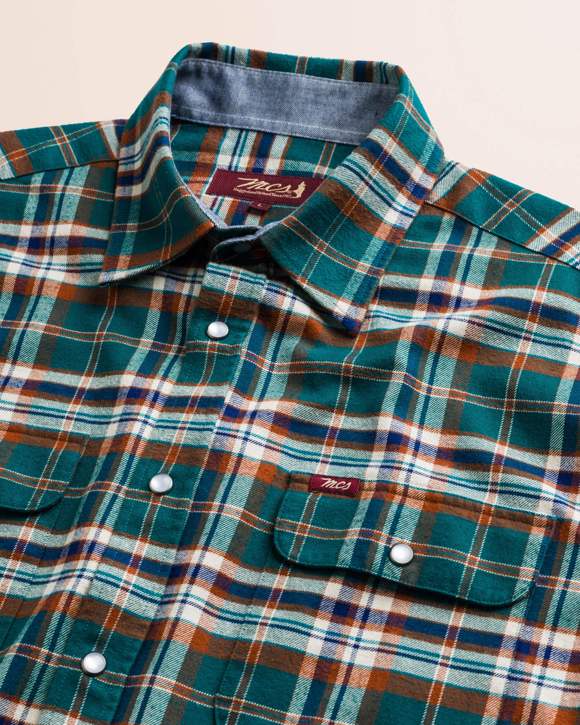 Camicia Workwear in Flanella a Quadri dettaglio colletto - Atlantic Deep Check
