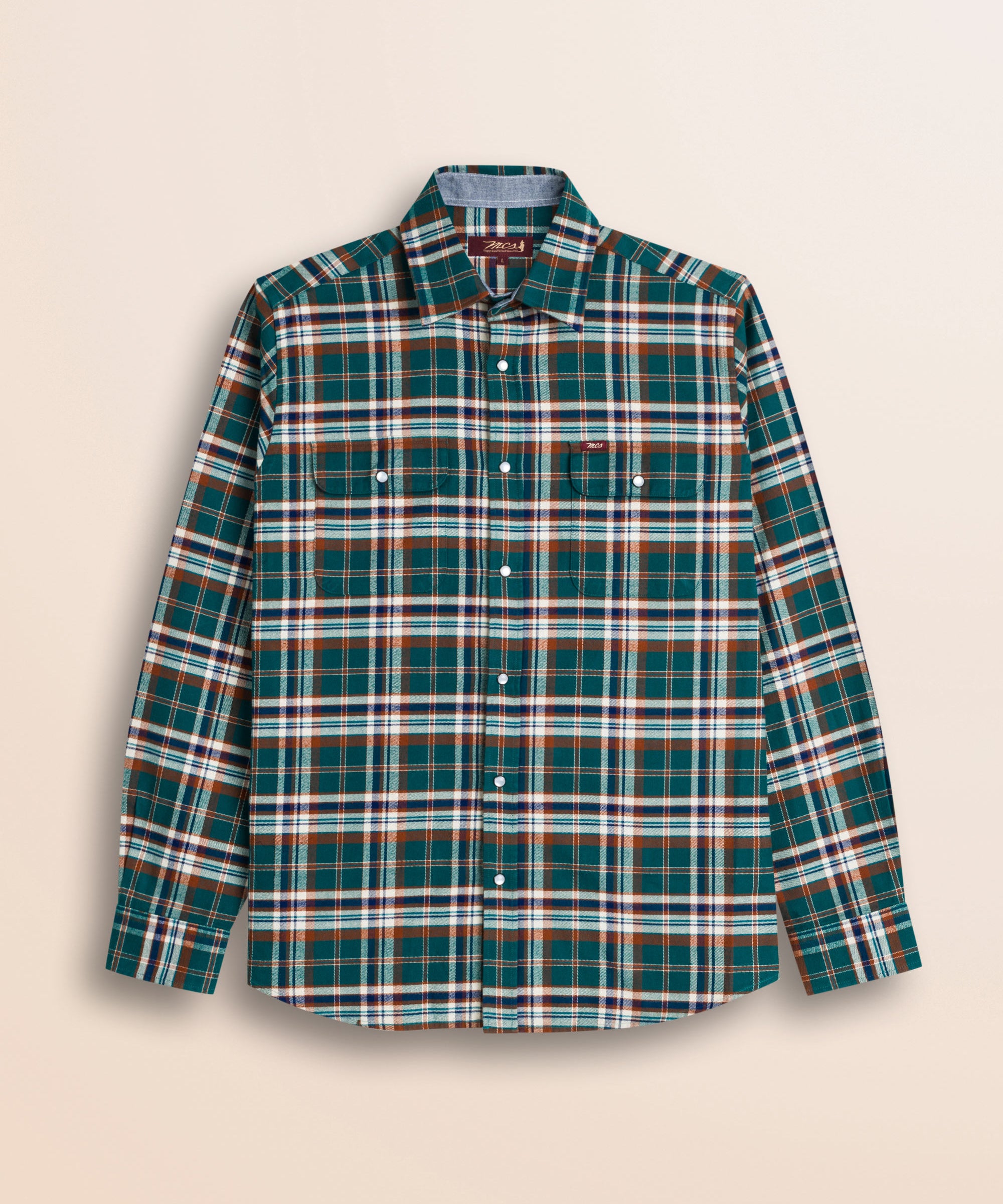 Camicia Workwear in Flanella a Quadri fronte - Atlantic Deep Check