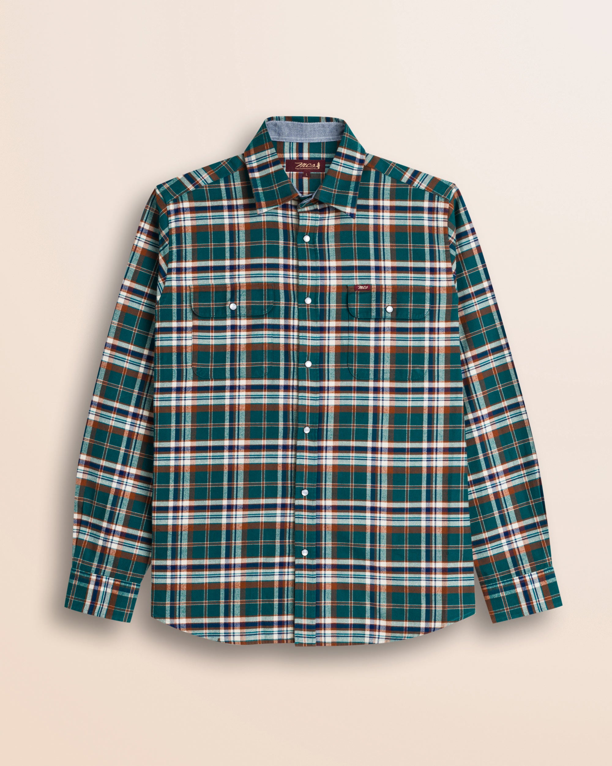 Camicia Workwear in Flanella a Quadri fronte - Atlantic Deep Check