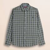 Camicia in Flanella Melange a Quadri Verde e Blu fronte - Green Melange Check