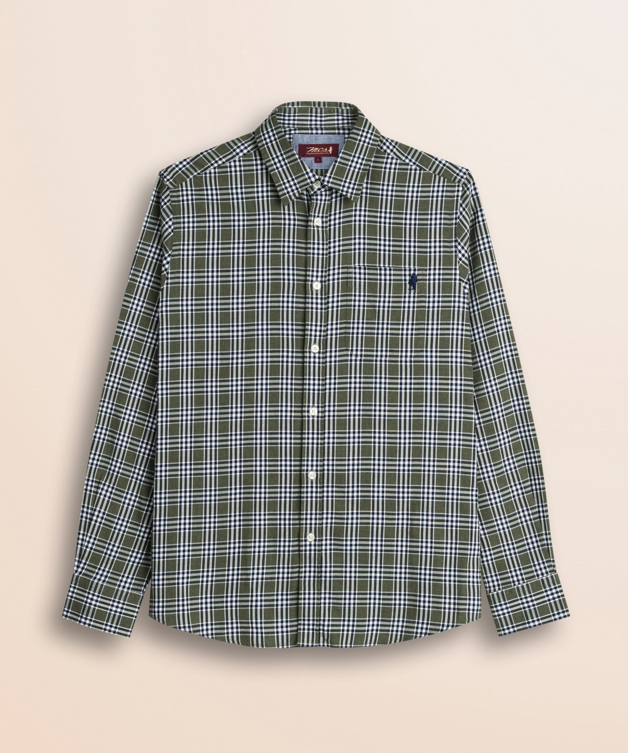 Camicia in Flanella Melange a Quadri Verde e Blu fronte - Green Melange Check