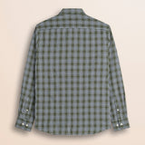 Camicia in Flanella Melange a Quadri Verde e Blu retro - Green Melange Check