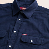 Camicia Workwear in Velluto a Coste dettaglio colletto - Navy Blue