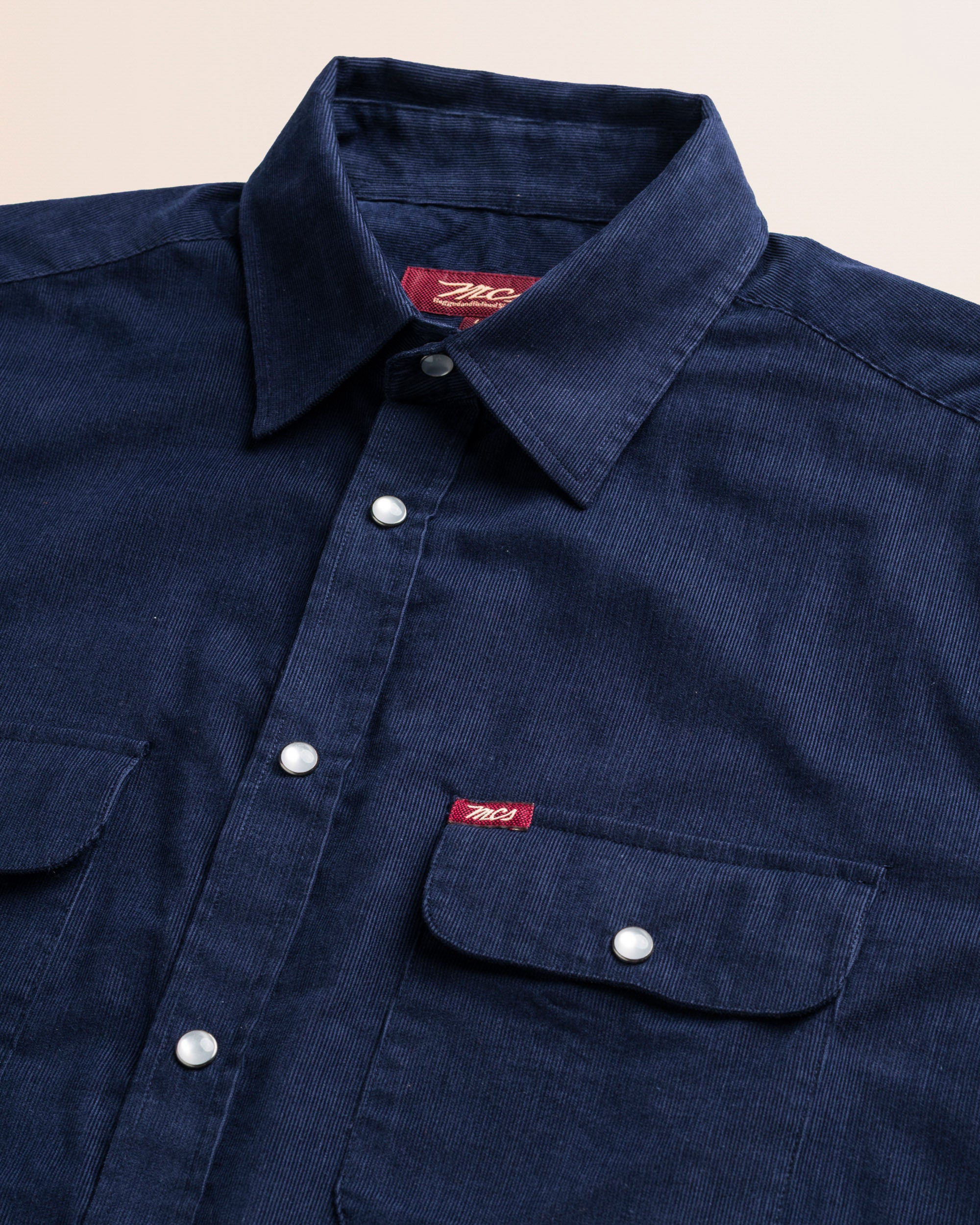 Camicia Workwear in Velluto a Coste dettaglio colletto - Navy Blue