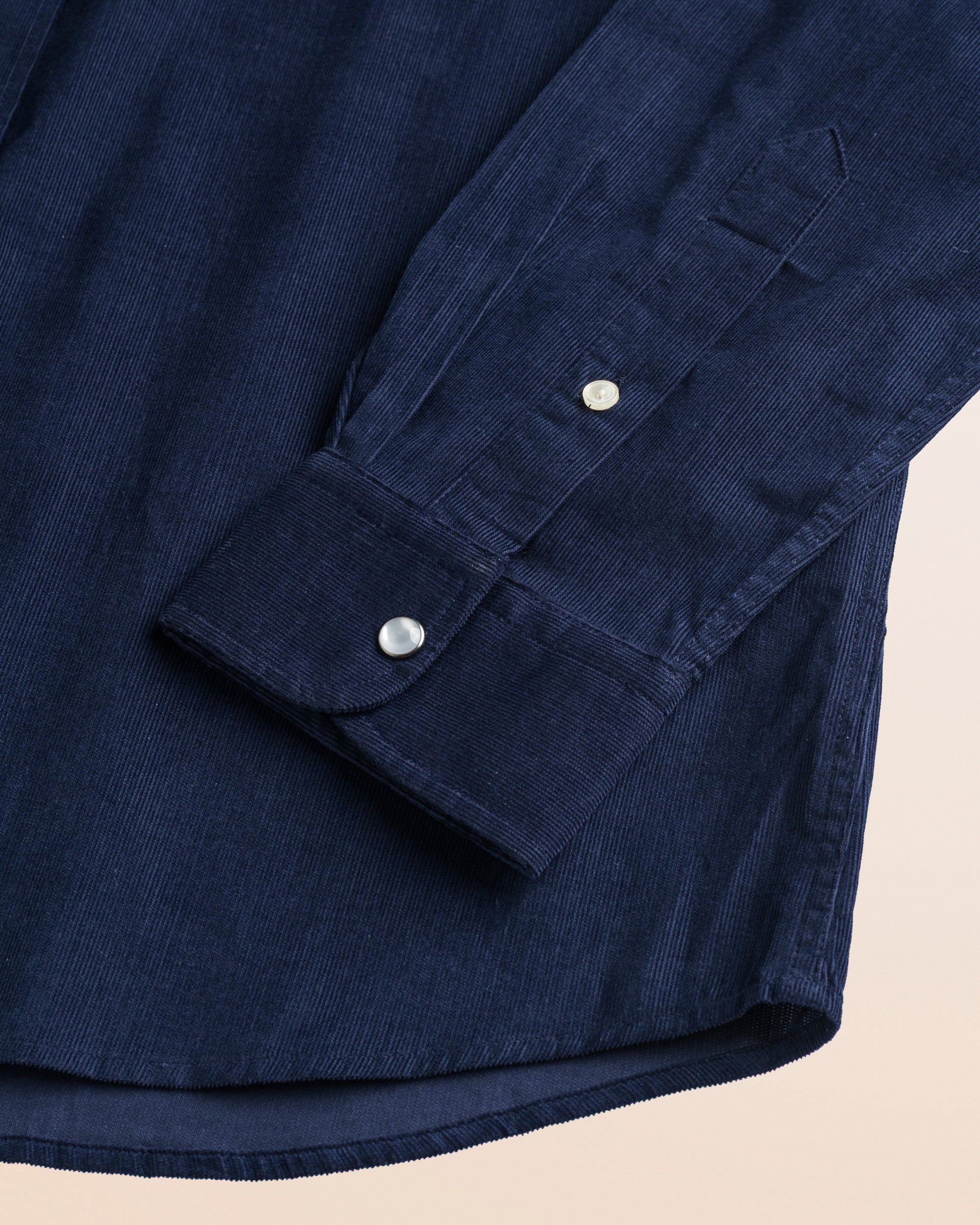 Camicia Workwear in Velluto a Coste dettaglio manica - Navy Blue