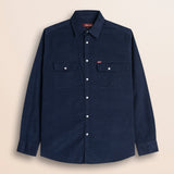 Camicia Workwear in Velluto a Coste fronte - Navy Blue