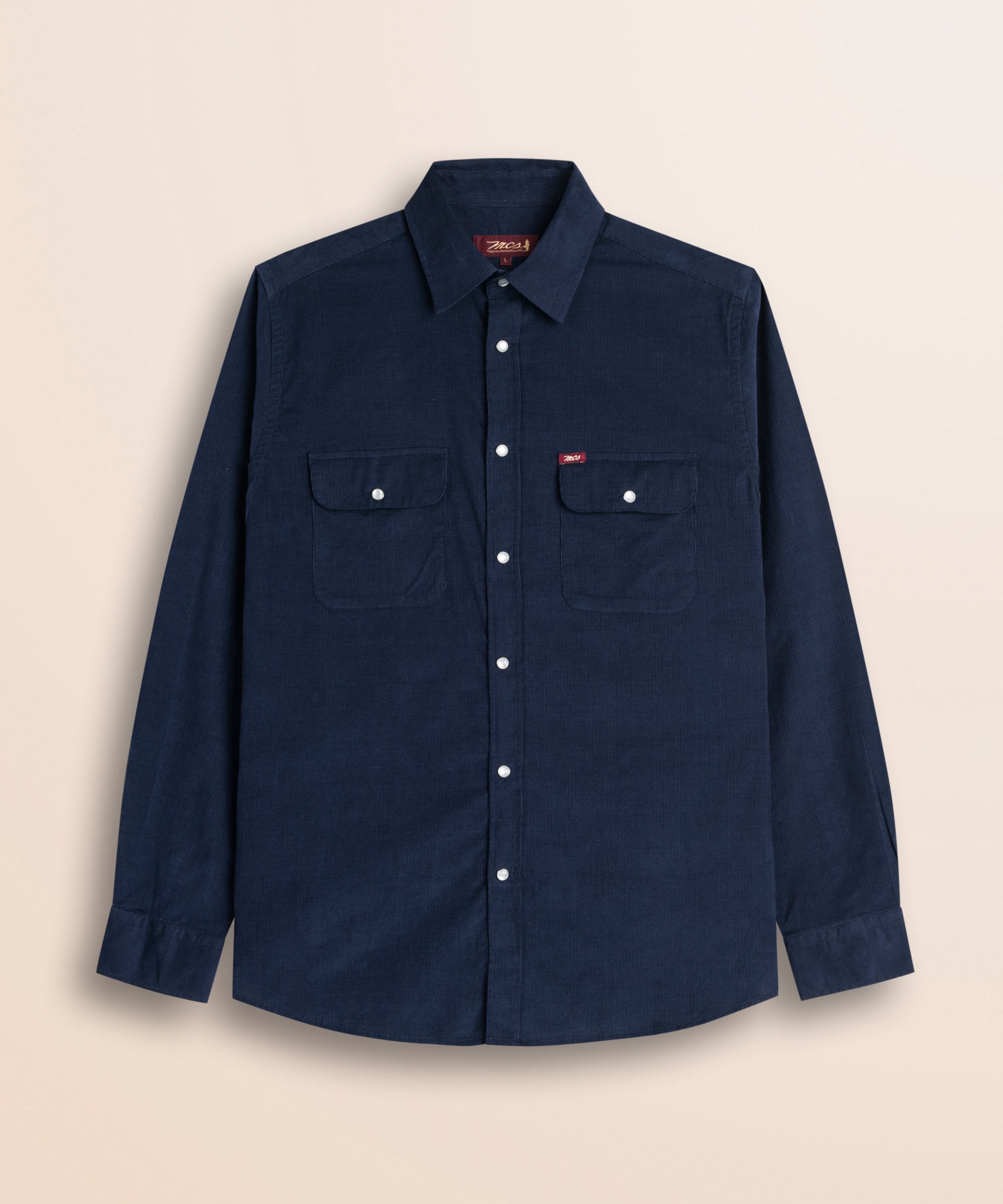 Camicia Workwear in Velluto a Coste fronte - Navy Blue