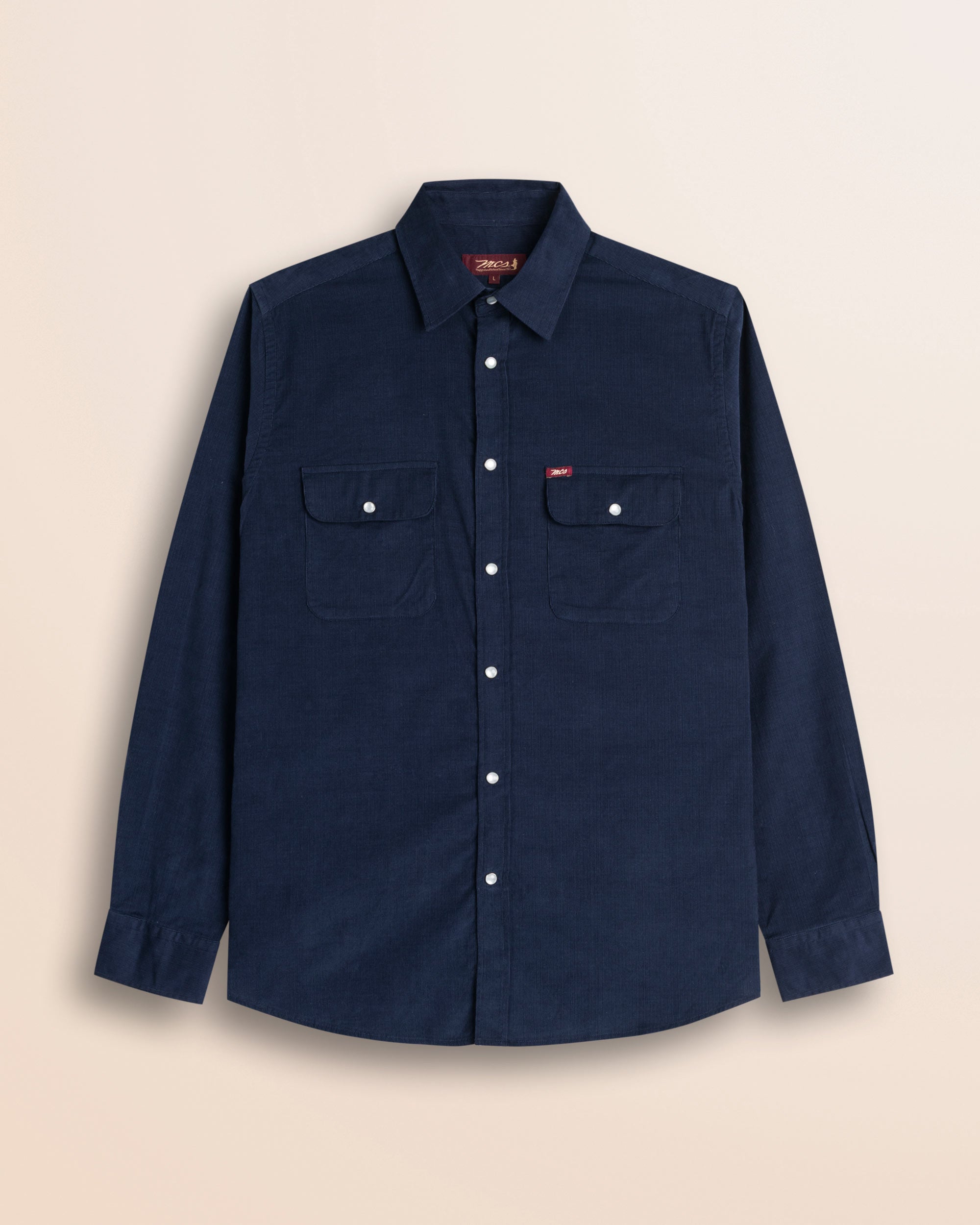 Camicia Workwear in Velluto a Coste fronte - Navy Blue