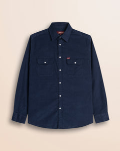 Camicia Workwear in Velluto a Coste fronte - Navy Blue