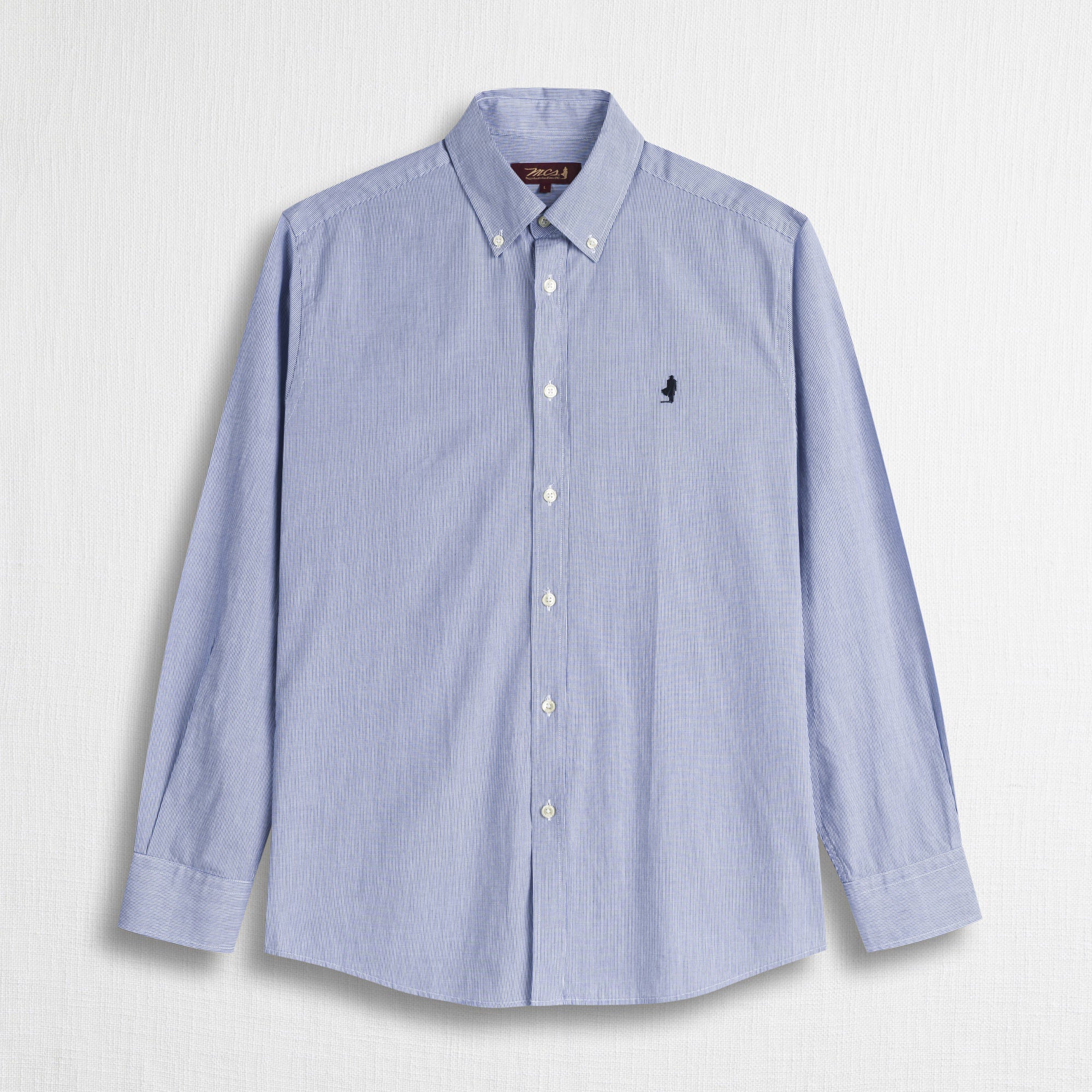 Camicia a Righe Bastoncino 100% Cotone - Light Navy