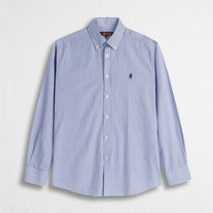 Camicia a Righe Bastoncino 100% Cotone - Light Navy