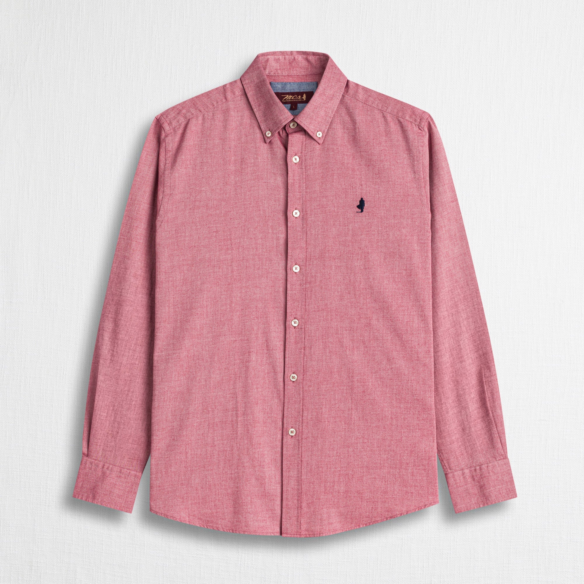 Camicia in Twill di Flanella Tinto Filo - Beaujolais