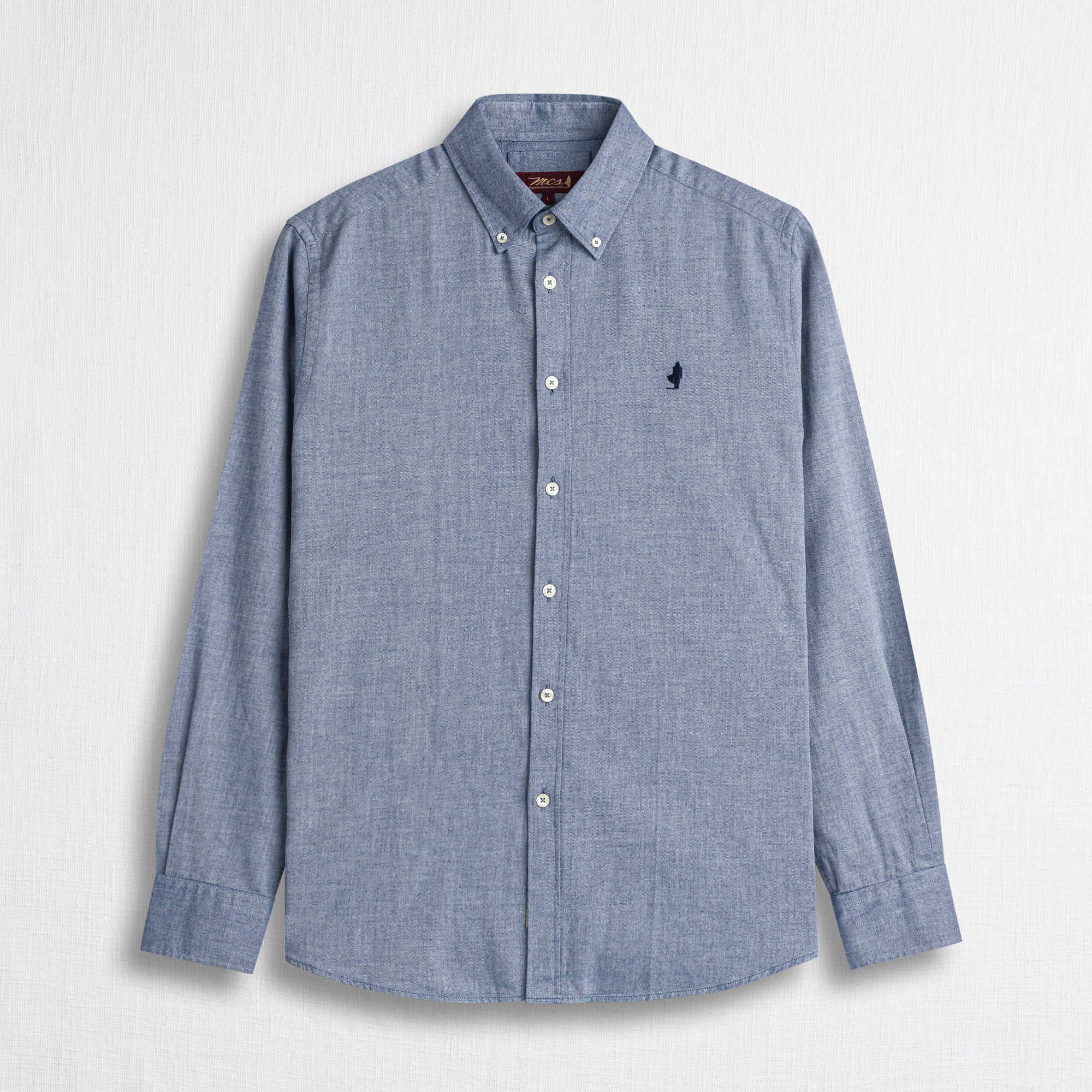 Camicia in Twill di Flanella Tinto Filo - Blue Navy