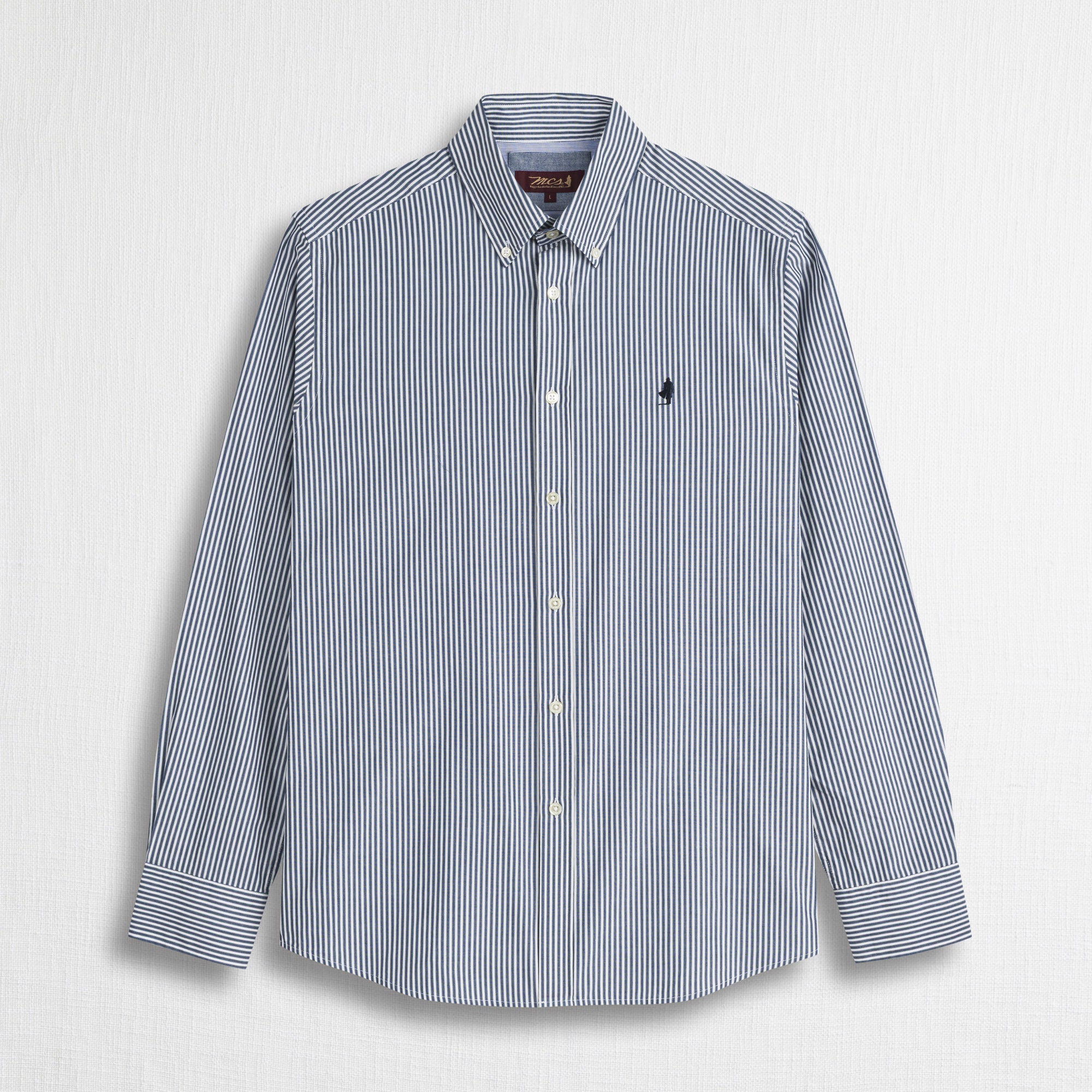 Camicia a Righe 100% Cotone Popeline - Indigo Dust