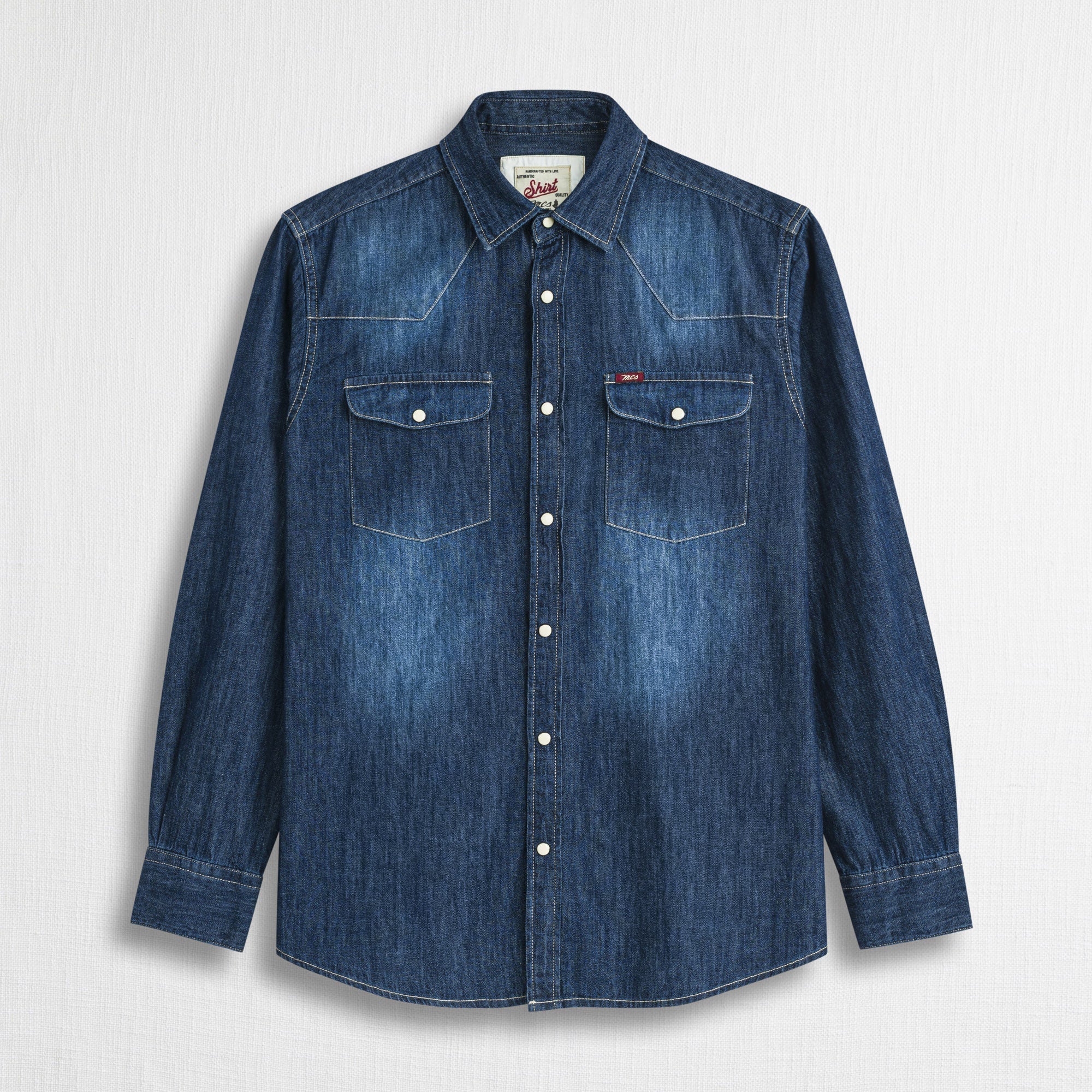 Camicia Western in Denim 100% Cotone - Indigo Dust