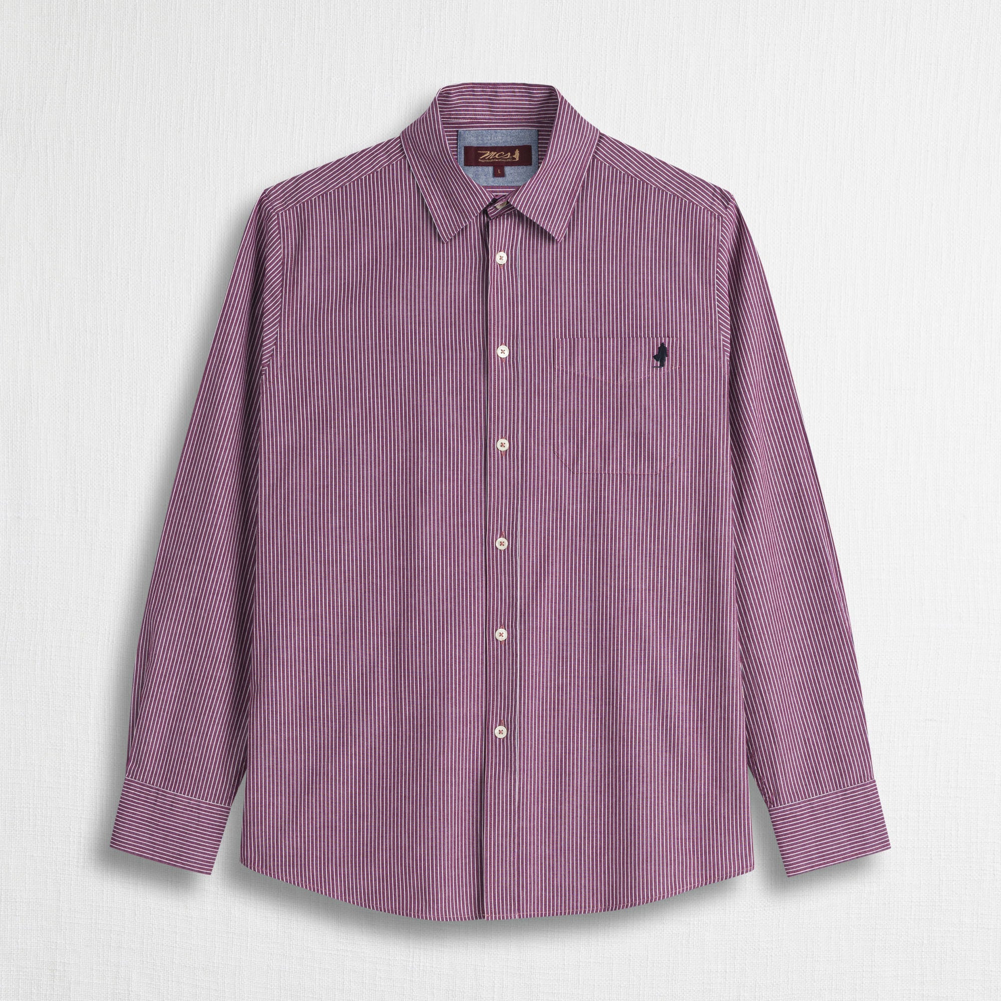 Camicia a Righe Popeline 100% Cotone - Beaujolais