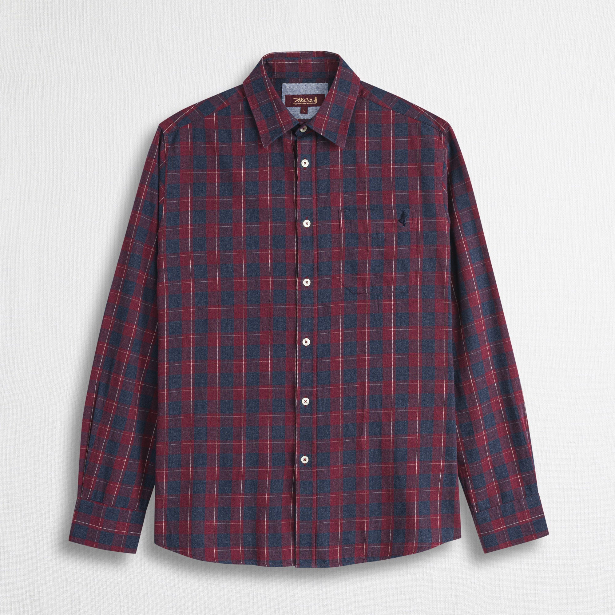 Camicia in Flanella Melange a Quadri - Beaujolais