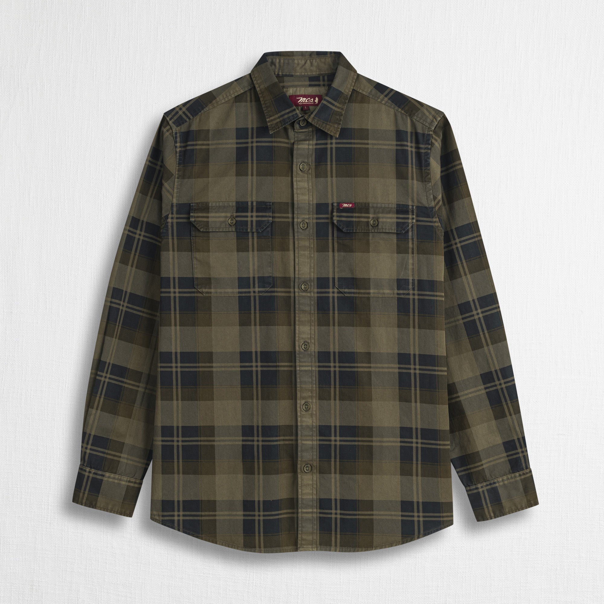 Camicia a Quadri Tinto Capo 100% Cotone - Oil Green