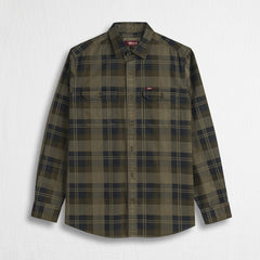 Camicia a Quadri Tinto Capo 100% Cotone - Oil Green