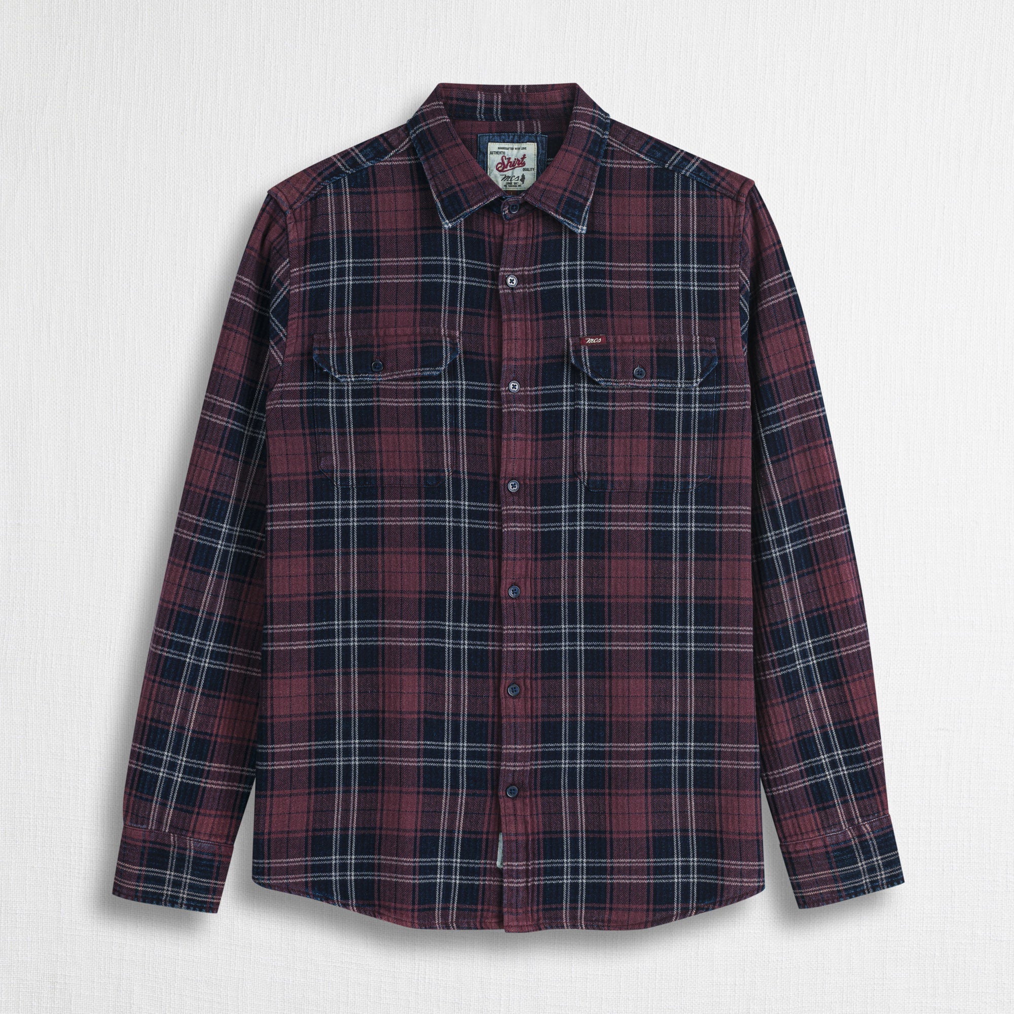 Camicia a Quadri Tinto Filo Indaco 100% Cotone - Beaujolais