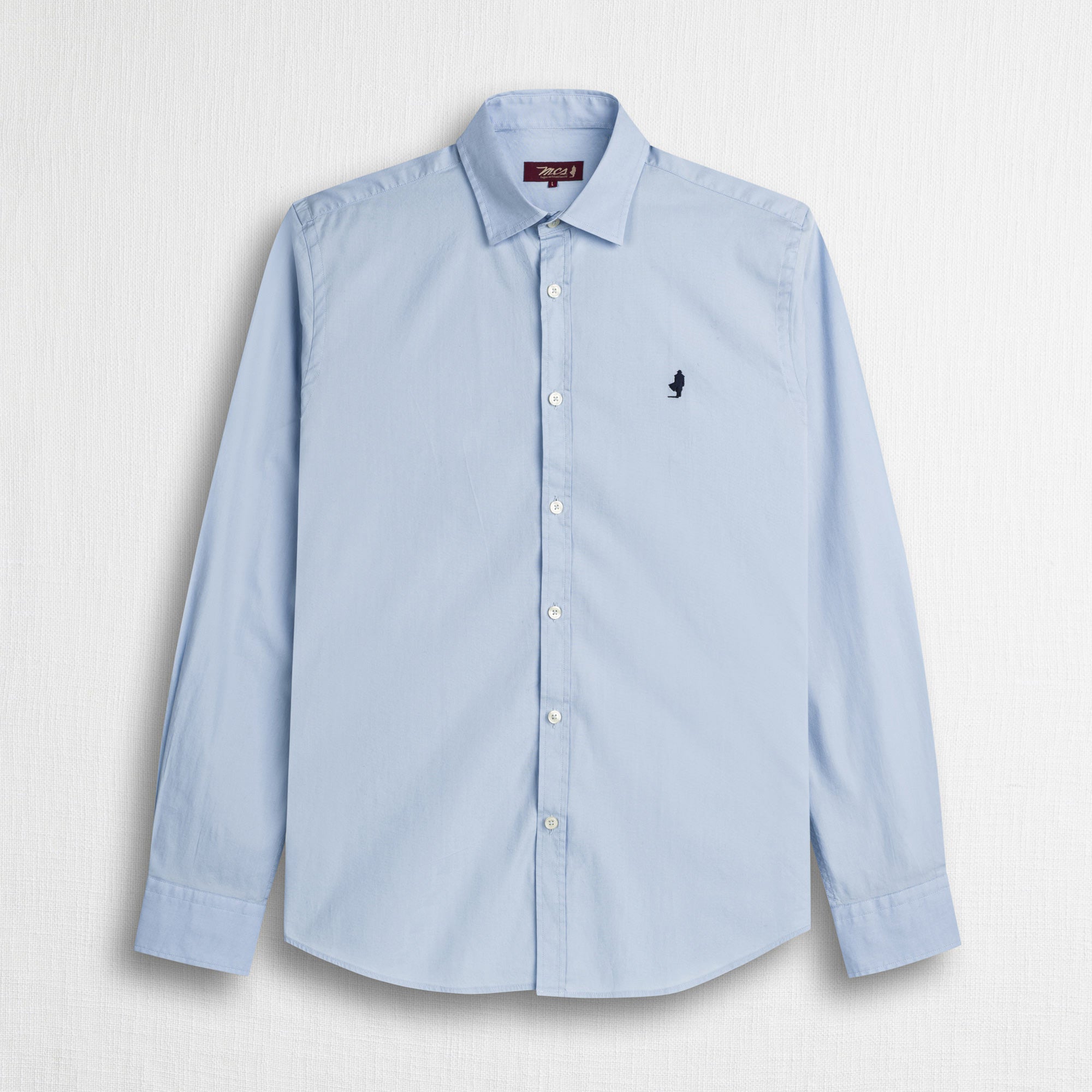 Camicia in cotone popeline elasticizzato - Light Blue