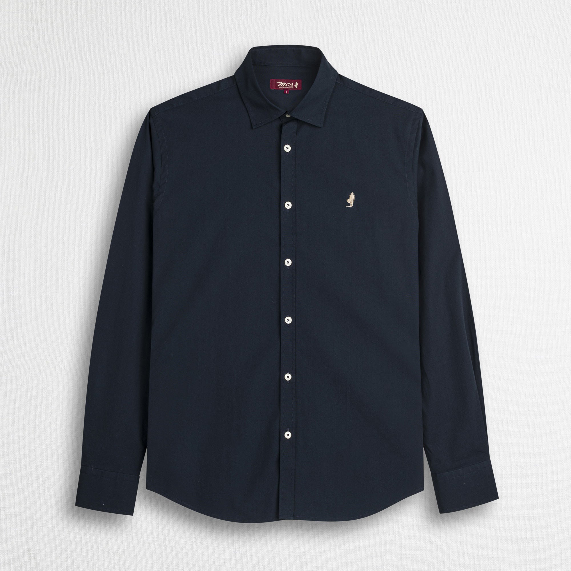 Camicia in cotone popeline elasticizzato - Navy Blue