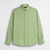 Camicia 100% lino manica lunga - Light Green