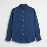Camicia 100% lino manica lunga - True Blue