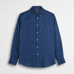 Camicia 100% lino manica lunga - True Blue