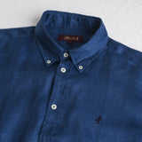 Camicia 100% lino manica lunga - True Blue