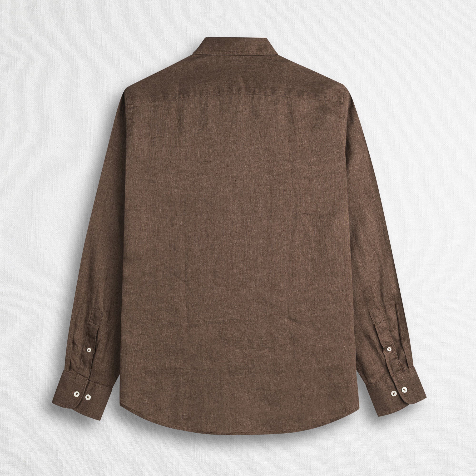 Camicia 100% lino manica lunga - Milk Chocolate