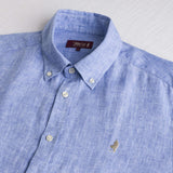 100% Linen Yarn-Dyed Shirt - Sky Blue