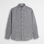 Camicia 100% lino tinto in filo - Dark Olive
