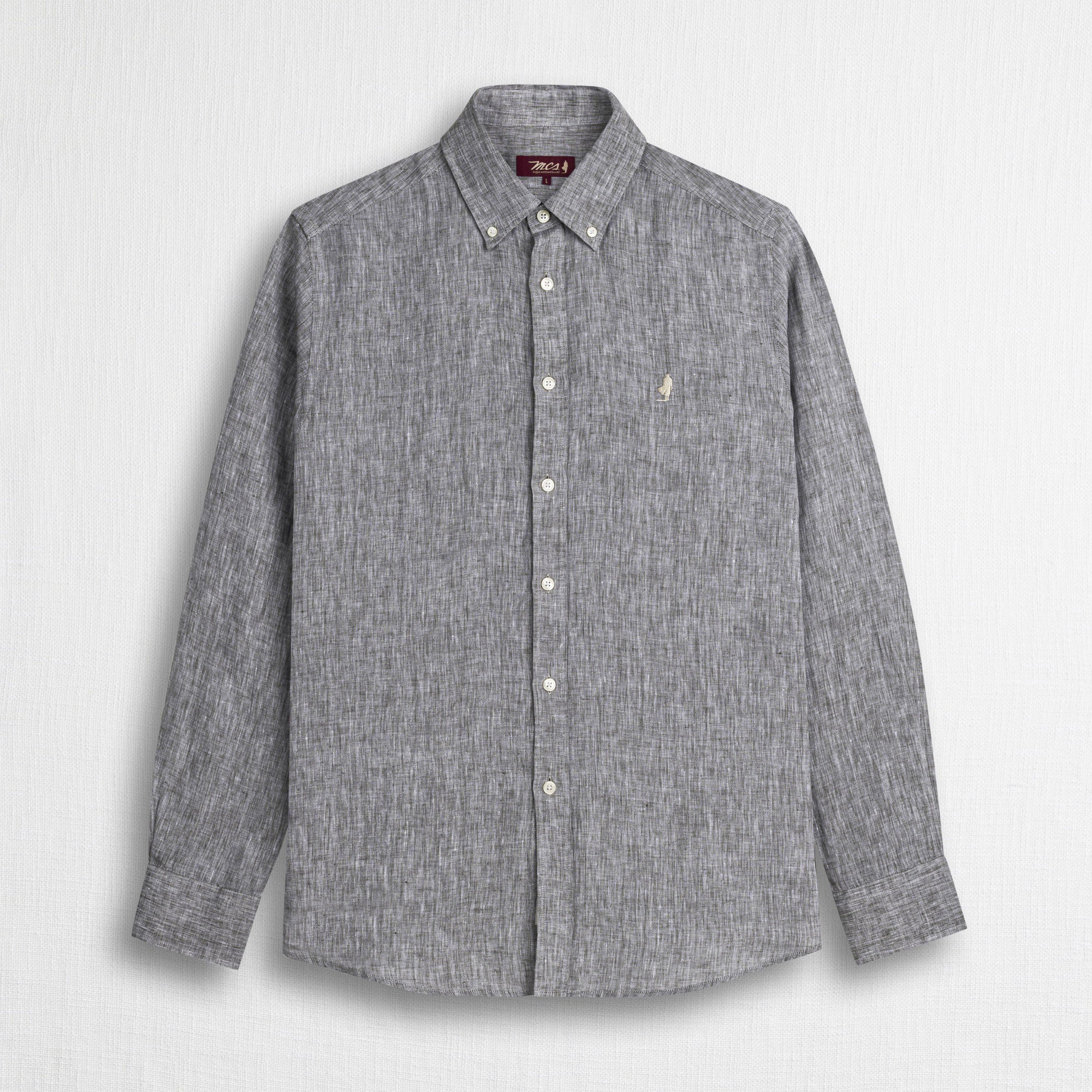 Camicia 100% lino tinto in filo - Dark Olive