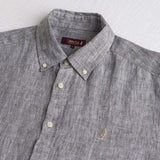 Camicia 100% lino tinto in filo - Dark Olive