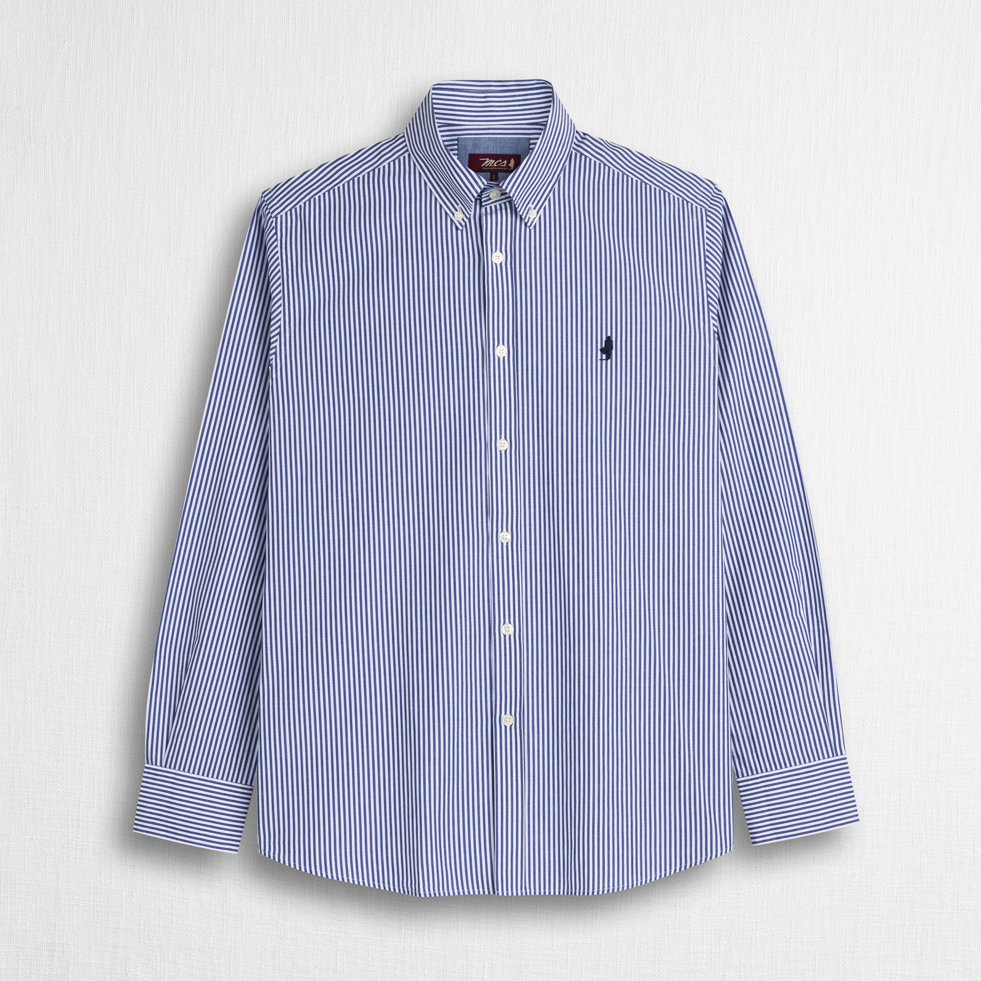 Camicia 100% cotone popeline a righe - Navy Blue