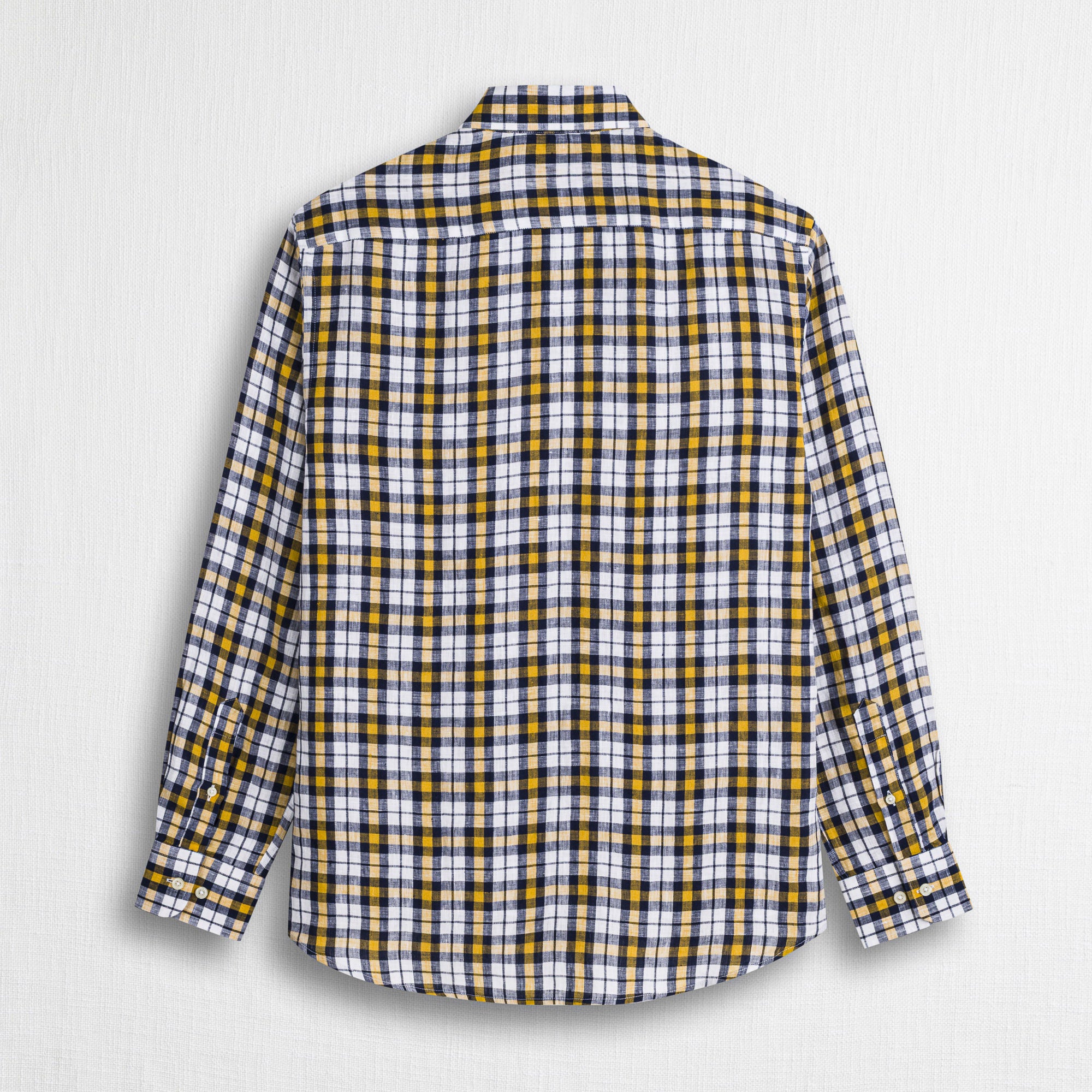Camicia 100% lino a quadri - Yellow Check