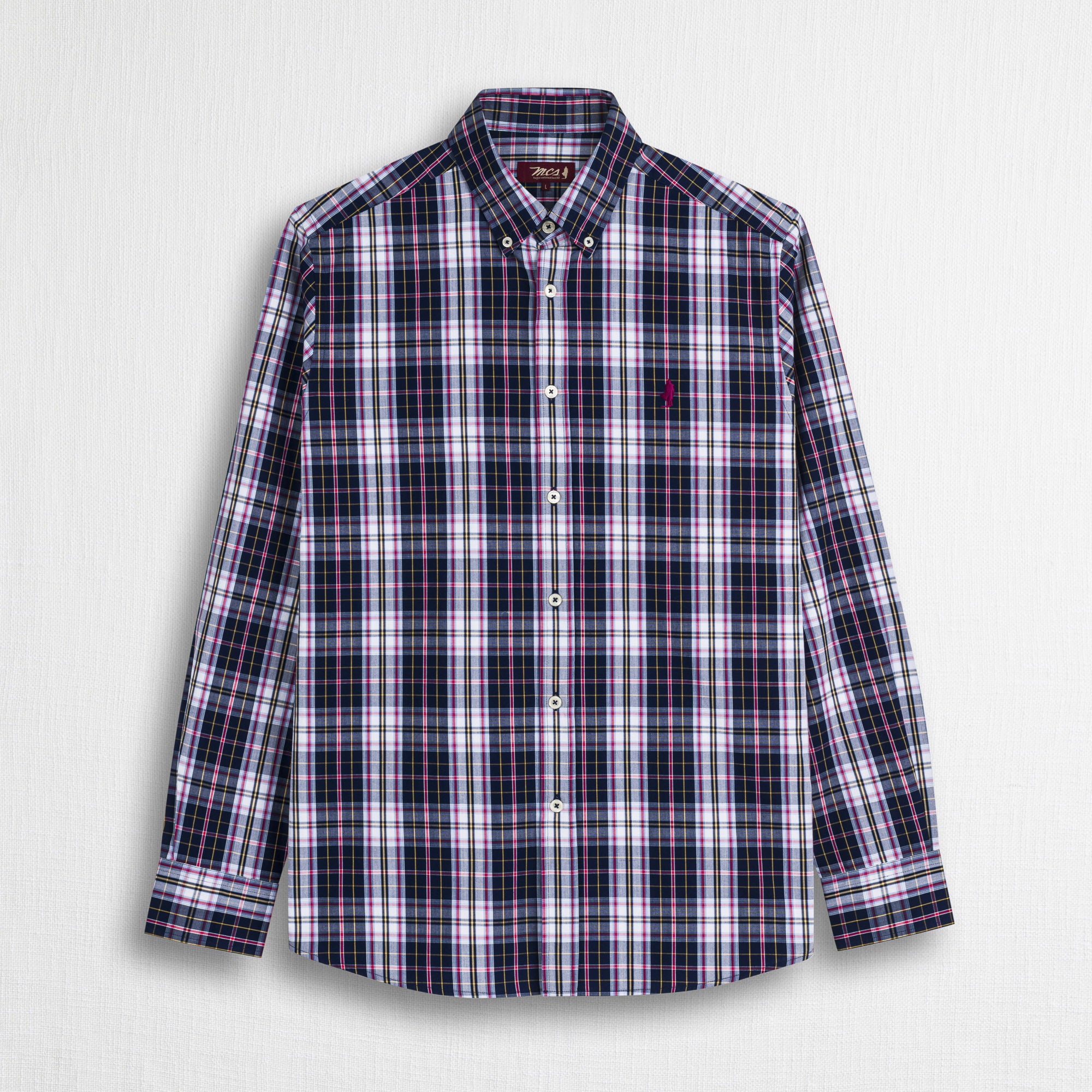 Camicia 100% cotone popeline a quadri - Navy Check