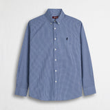 Camicia 100% cotone popeline micro quadri - Dark Blue Chack