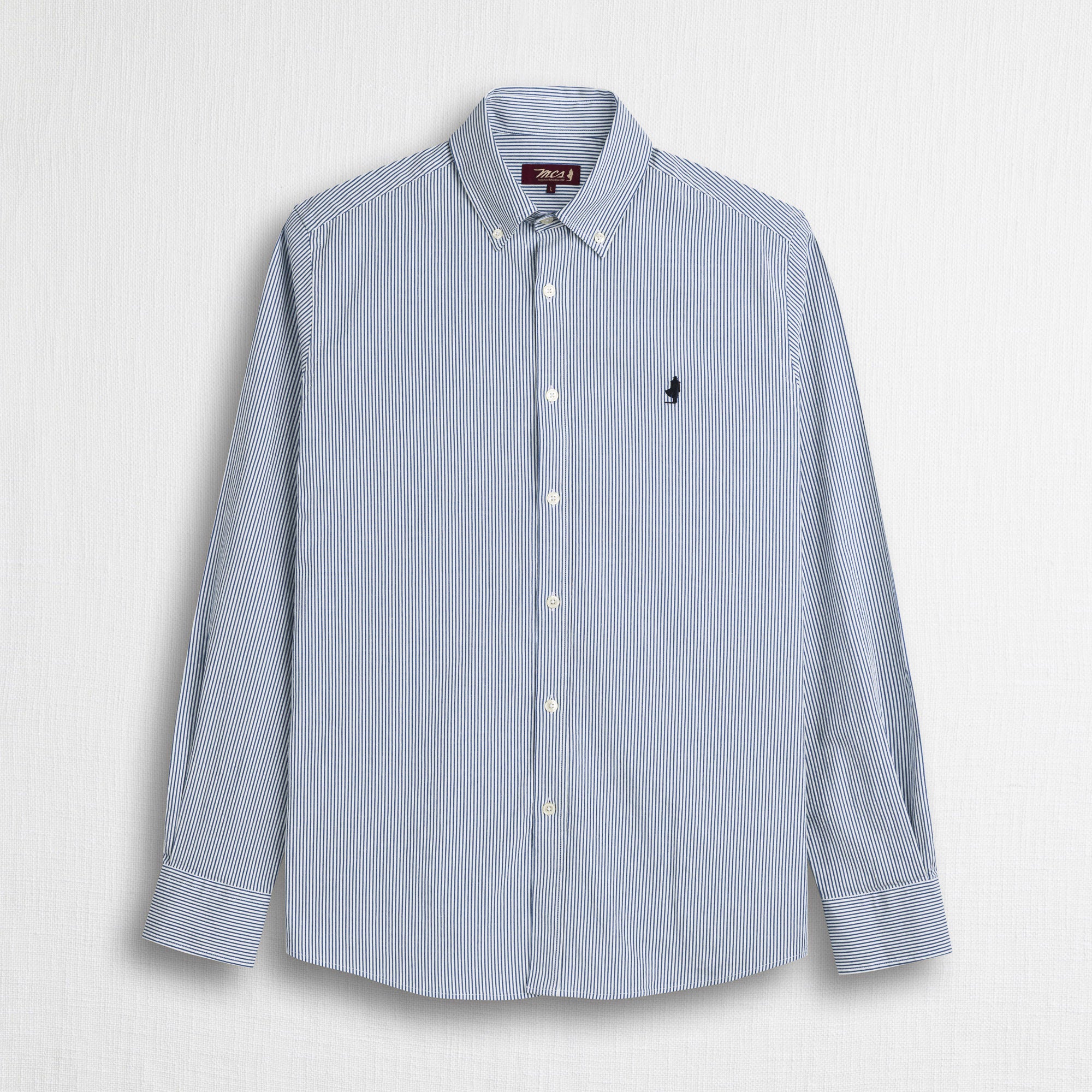 Camicia 100% cotone seersucker a righe - Navy Stripe