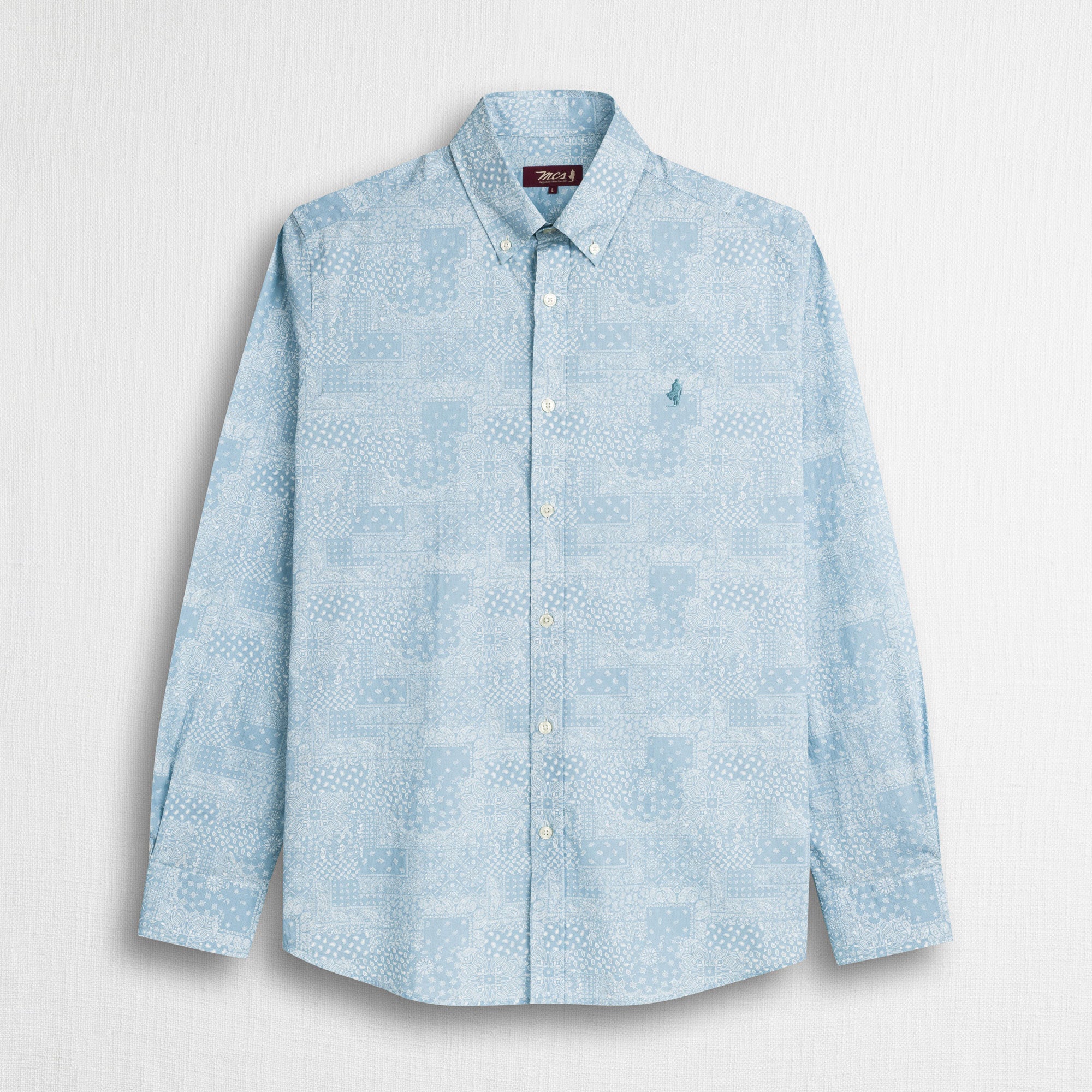 Camicia 100% cotone stampa paisley - Light Blue Print