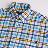 100% Cotton Checked Shirt - Sky Blue Check