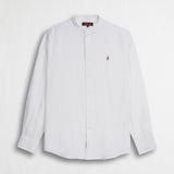 Camicia 100% lino con collo alla coreana - White