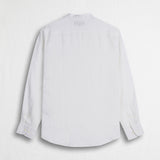 Camicia 100% lino con collo alla coreana - White