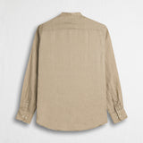 Camicia 100% lino con collo alla coreana - Khaky