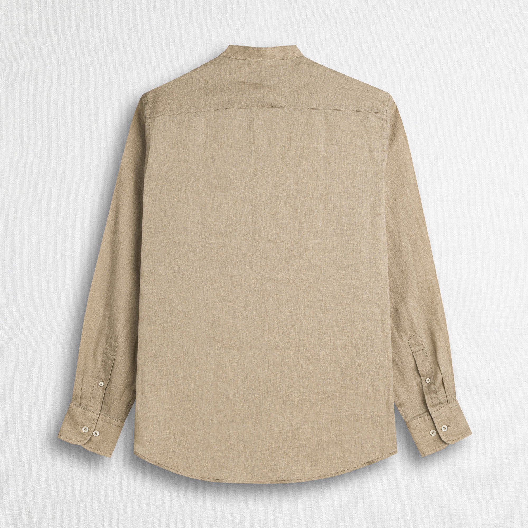 Camicia 100% lino con collo alla coreana - Khaky