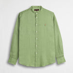 Camicia 100% lino con collo alla coreana - Light Green