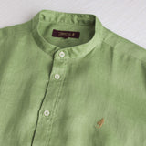 Camicia 100% lino con collo alla coreana - Light Green